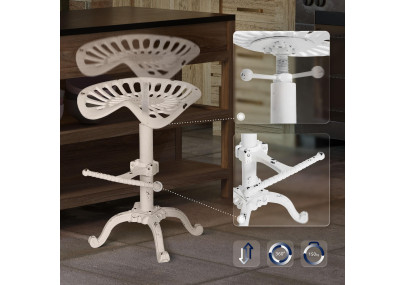 Tabouret de bar Butch, blanc antique
