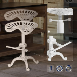 Tabouret de bar Butch, blanc antique