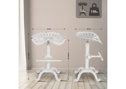 Tabouret de bar Butch, blanc antique