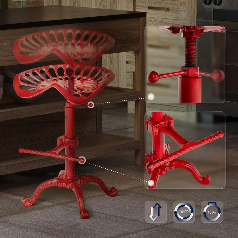 Taburete rojo de bar Butch