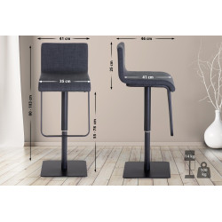 Tabouret de bar en tissu Limon B gris foncé
