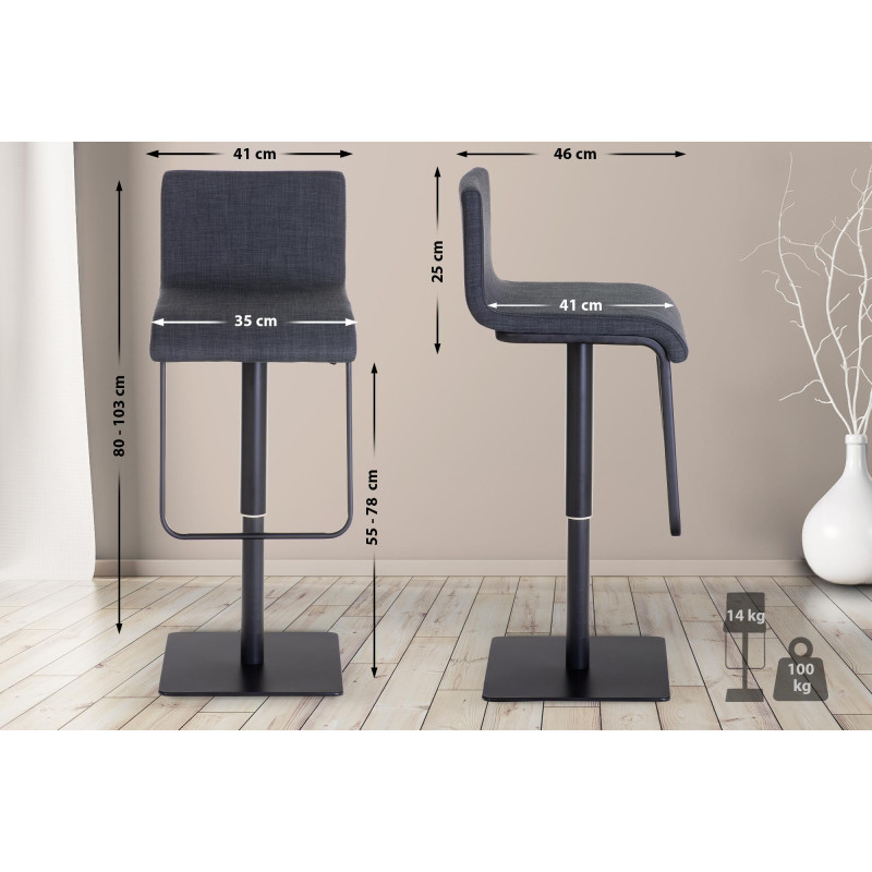 Tabouret de bar en tissu Limon B gris foncé