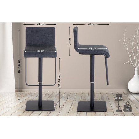 Tabouret de bar en tissu Limon B gris foncé