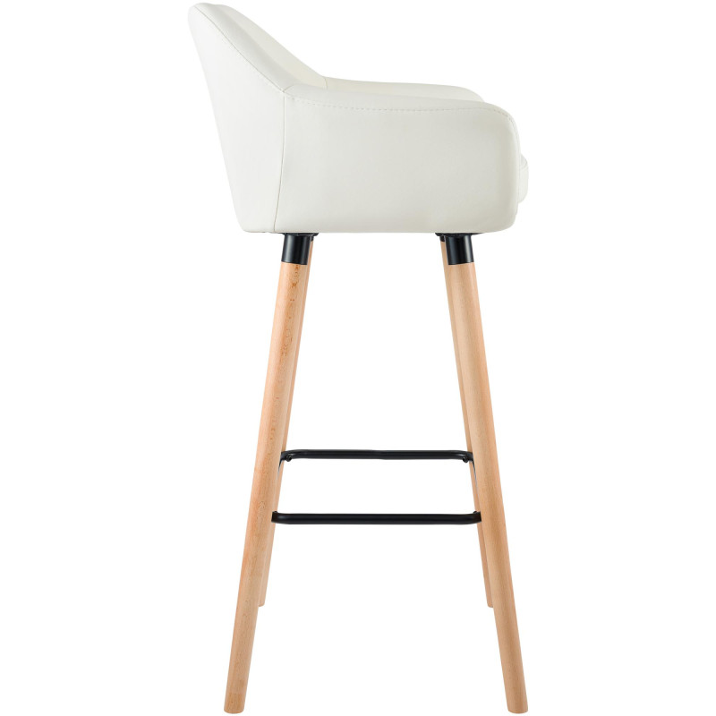 Tabouret de bar Grant, similicuir, crème
