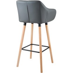 Sgabello da bar Grant, similpelle, grigio