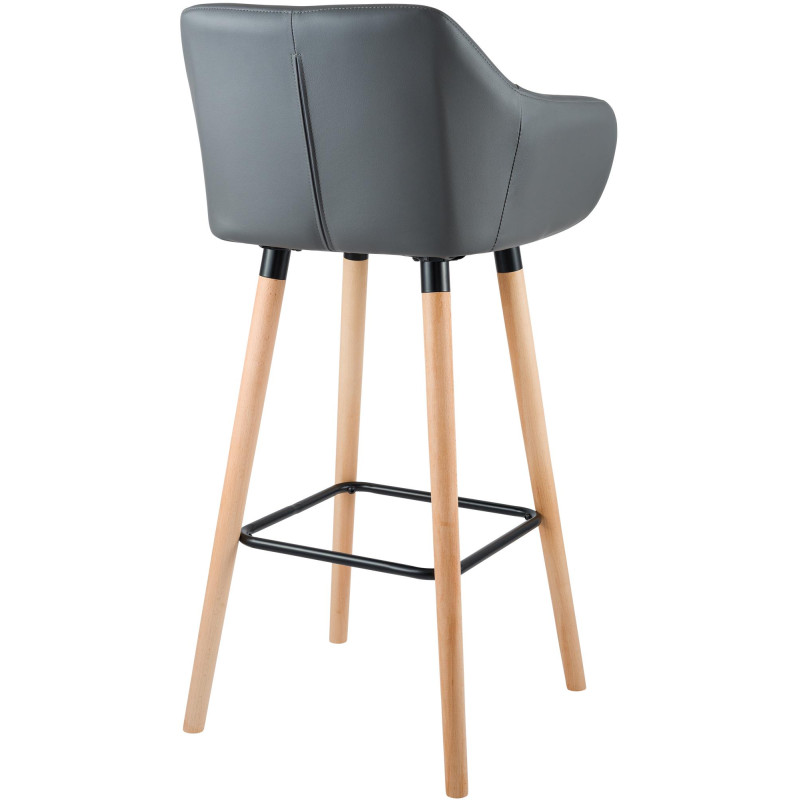 Tabouret de bar Grant en similicuir gris