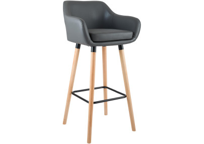 Sgabello da bar Grant, similpelle, grigio