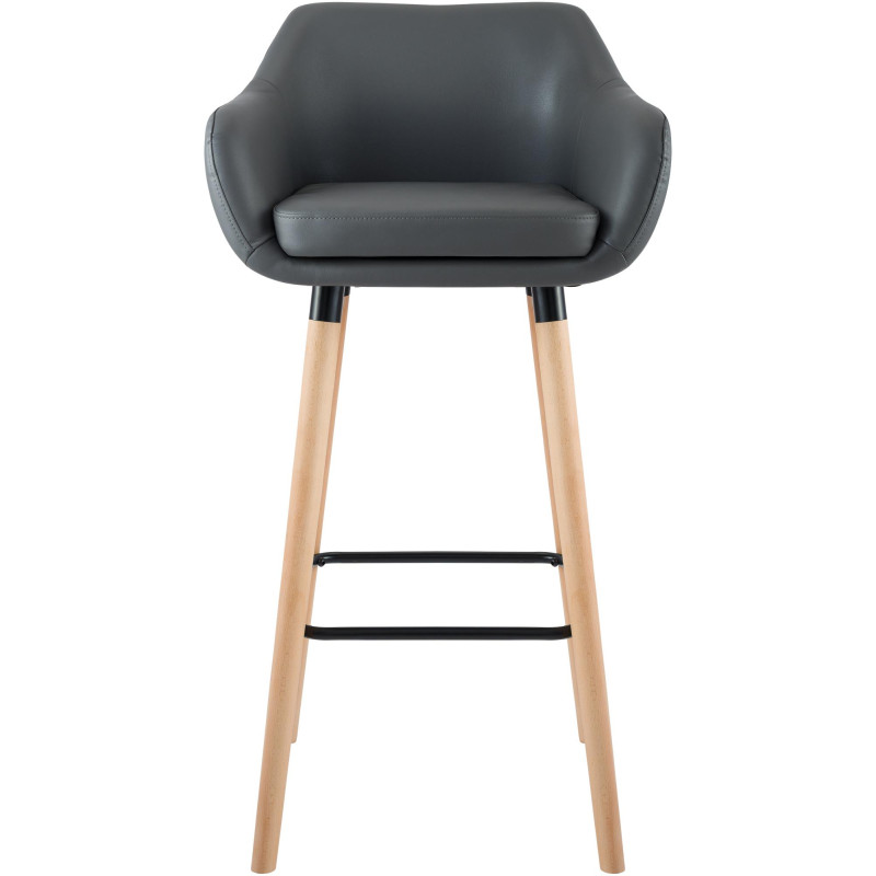 Tabouret de bar Grant, similicuir, gris