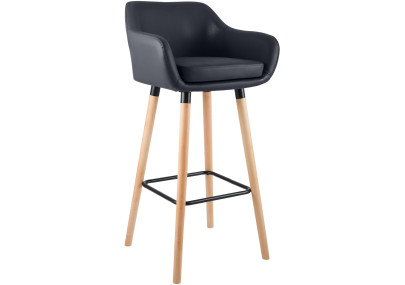 Taburete de bar Grant, cuero sintético negro