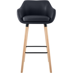 Tabouret de bar Grant, similicuir noir