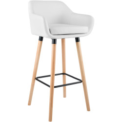 Tabouret de bar Grant, similicuir, blanc