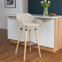 Tabouret de bar en tissu Grant crème