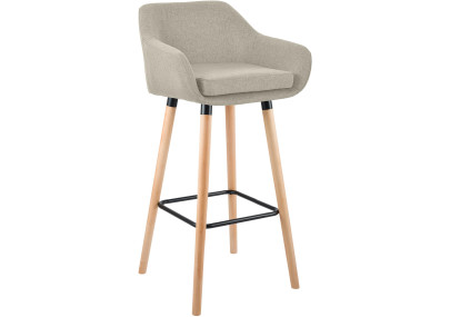 Taburete de bar Grant, tapizado en tela color crema