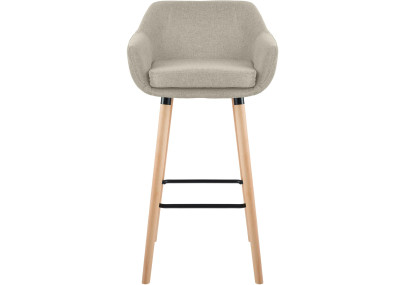 Taburete de bar Grant, tapizado en tela color crema