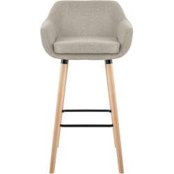 Taburete de bar Grant, tapizado en tela color crema