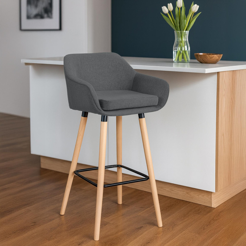 Tabouret de bar en tissu Grant gris foncé