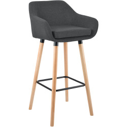 Tabouret de bar en tissu Grant gris foncé