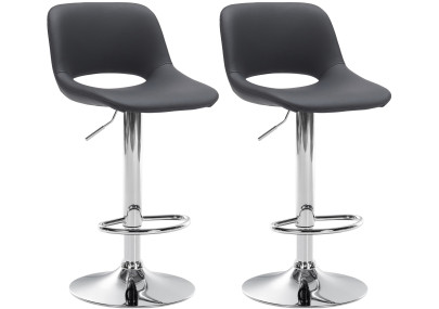 Lot de 2 tabourets de bar Camden, similicuir, chrome-noir