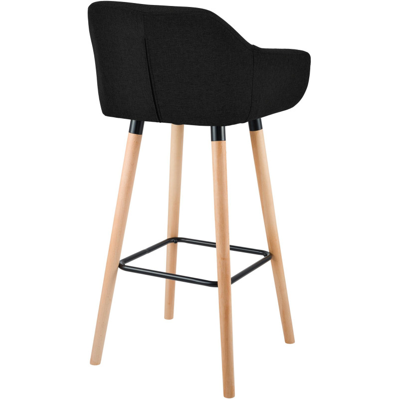 Tabouret de bar en tissu Grant noir