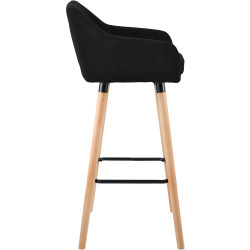 Tabouret de bar Grant, tissu noir