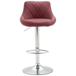 Tabouret de bar Lazio, similicuir, chromé Bordeaux rouge