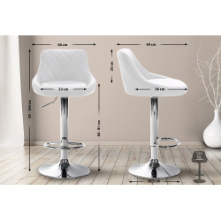 Tabouret de bar Lazio, similicuir, chromé, blanc