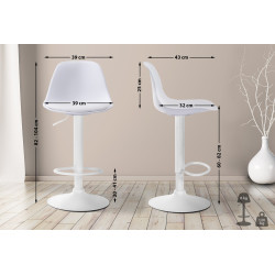 Tabouret de bar Kiel, similicuir, blanc