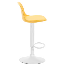 Tabouret de bar Kiel, similicuir, blanc jaune