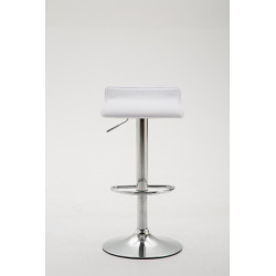 Tabouret de bar Dyn V2, similicuir, chromé, blanc