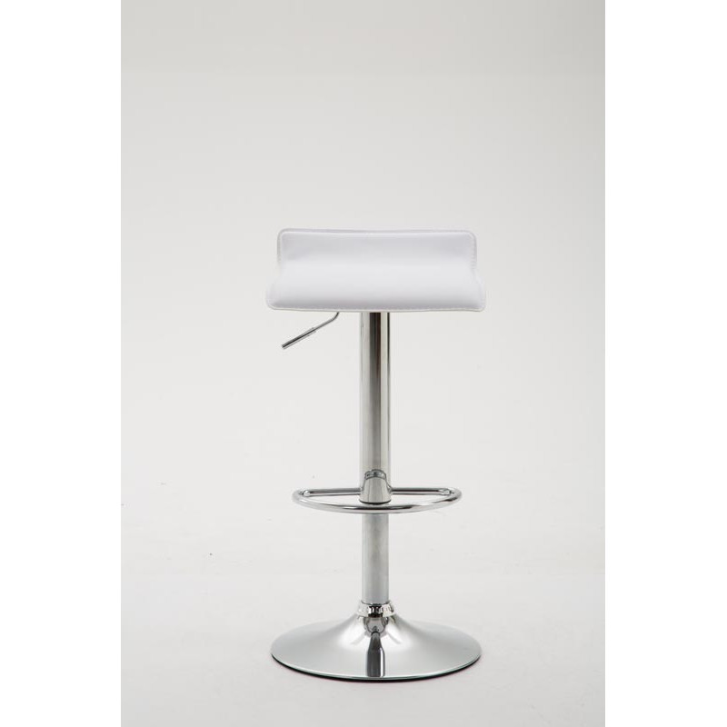 Tabouret de bar Dyn V2 en similicuir chromé blanc