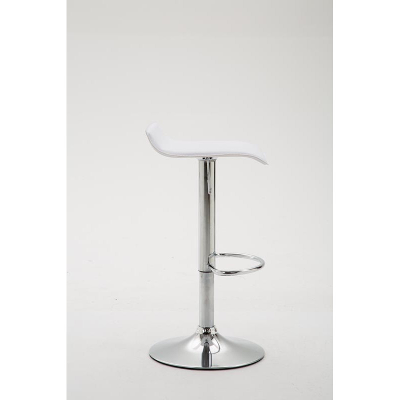 Banqueta de bar Dyn V2, couro sintético, cromada, branca