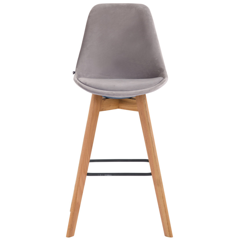 Tabouret de bar Metz en velours, gris naturel