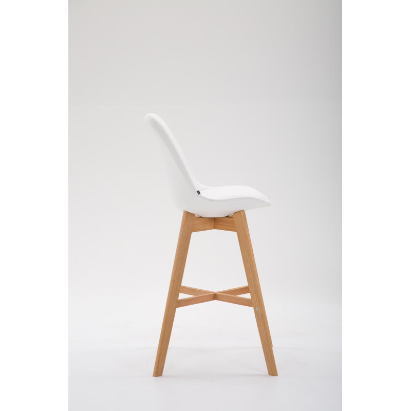 Banqueta de bar Cannes, em couro sintético, branco natural