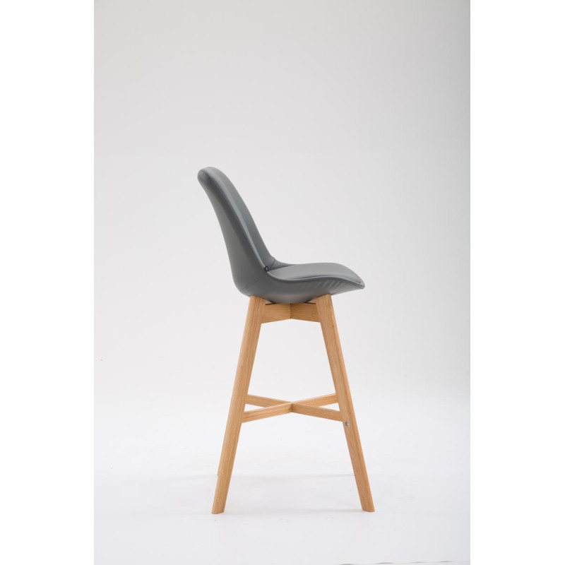 Banqueta de bar Cannes em couro sintético cinza natural.