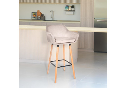 Ensemble de 2 tabourets de bar Grant en velours crème