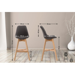 Taburete de bar Cannes, tela Natura, gris oscuro