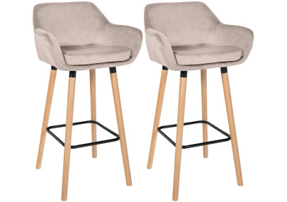 Ensemble de 2 tabourets de bar Grant en velours crème