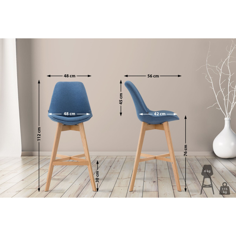 Tabouret de bar Cannes, tissu Natura bleu