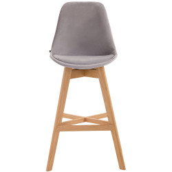 Taburete de bar Cannes de terciopelo, gris natural