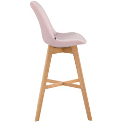 Tabouret de bar Cannes en velours, finition naturelle rose