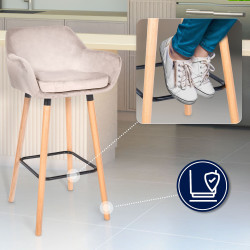 Lot de 2 tabourets de bar Grant velours crème