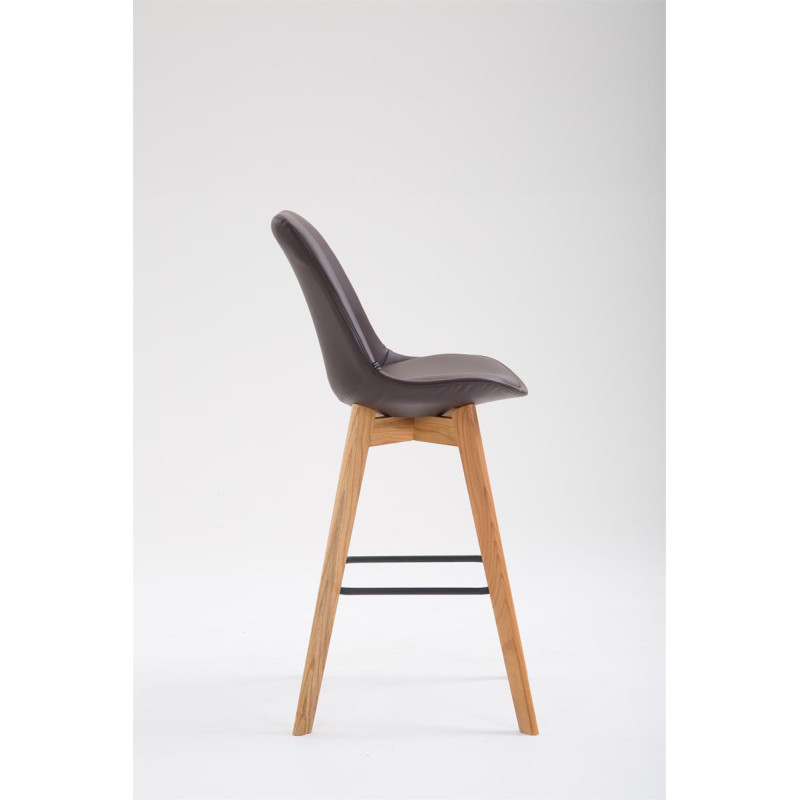 Tabouret de bar Metz, similicuir, marron Natura