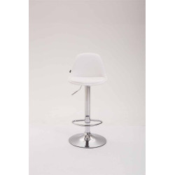 Banqueta Kiel, totalmente estofada, em couro sintético, branca.