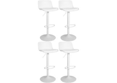 Ensemble de 4 tabourets de bar Almada en similicuir blanc