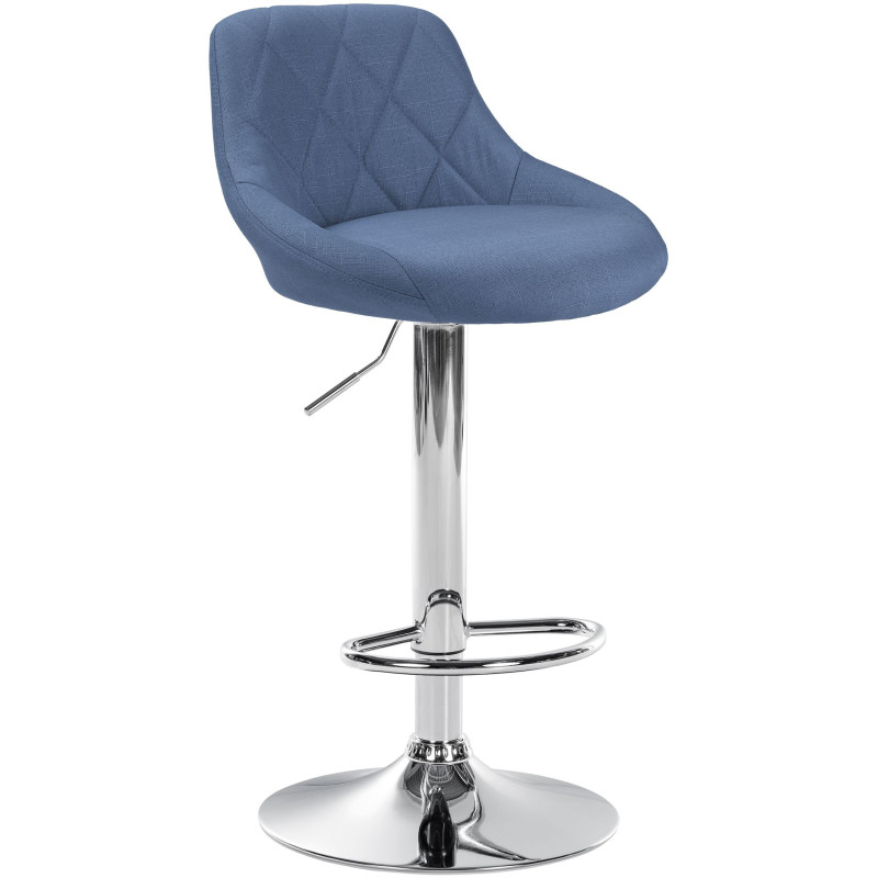 Tabouret de bar Lazio, tissu, chrome bleu