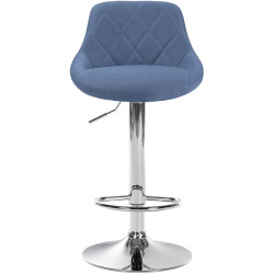 Tabouret de bar Lazio, tissu, chrome bleu