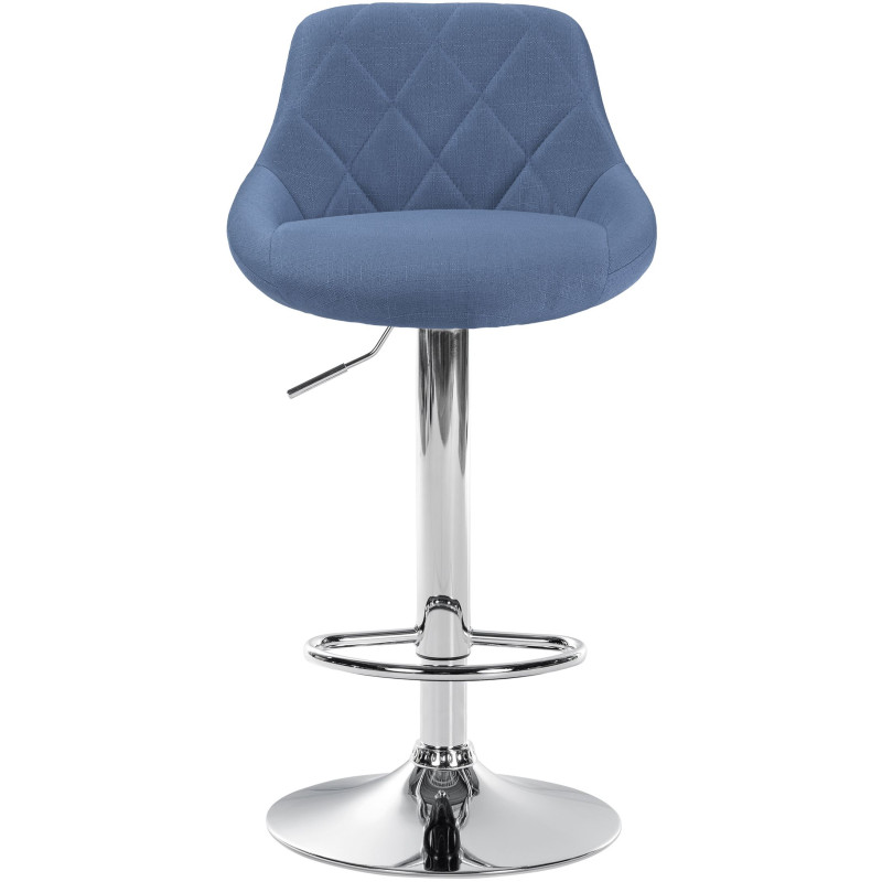 Tabouret de bar Lazio, tissu, chrome bleu