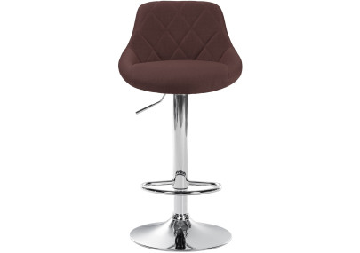 Tabouret de bar Lazio, tissu, chrome, marron
