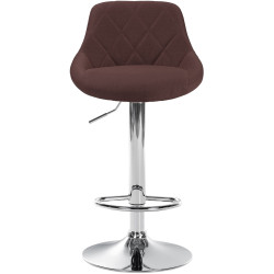 Tabouret de bar Lazio, tissu, chrome brun