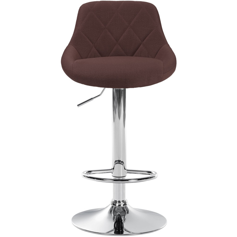 Tabouret de bar Lazio, tissu, chrome brun